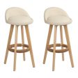 Artiss 2x Bar Stools Padded Leather Wooden Beige Sale