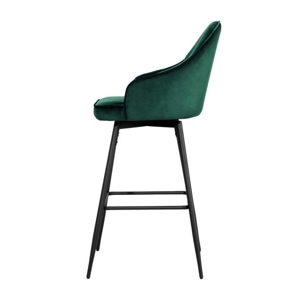 Artiss 2x Bar Stools Velvet Swivel Metal Legs Green Online