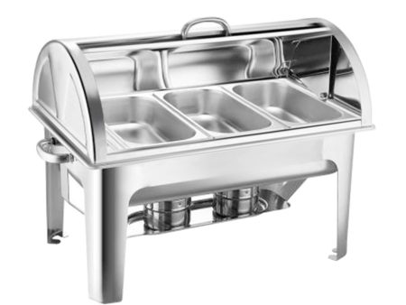 SOGA 3L Triple Tray Stainless Steel Roll Top Chafing Dish Food Warmer Supply