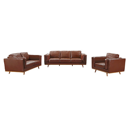 3+2Seater Sofa Brown Leather Lounge Set for Living Room Couch with Wooden Frame Online Sale