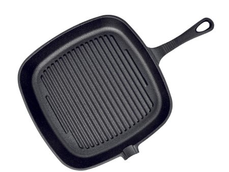 SOGA 23.5cm Square Ribbed Cast Iron Frying Pan Skillet Steak Sizzle Platter with Handle For Discount