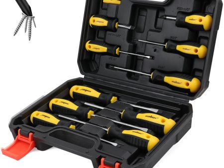 11-Pieces Magnetic Screwdriver Set with Case Magnetizer Demagnetizer Flat Head For Sale