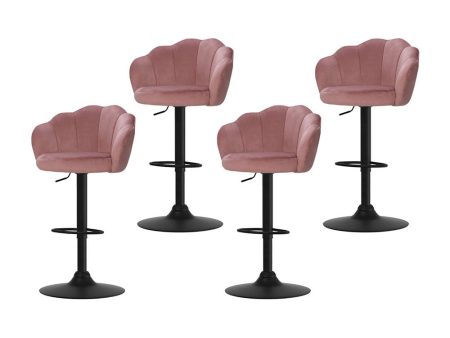 Artiss 4x Bar Stools Gas Lift Velvet Pink For Cheap