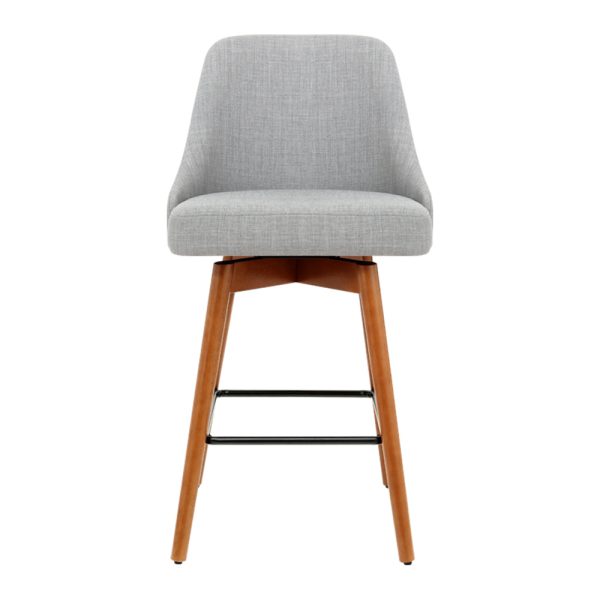 Artiss 4x Bar Stools Swivel Seat Wooden Grey For Discount