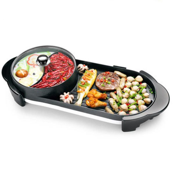 SOGA 2 in 1 Electric Non-Stick BBQ Teppanyaki Grill Plate Steamboat Dual Sided Hotpot Fashion