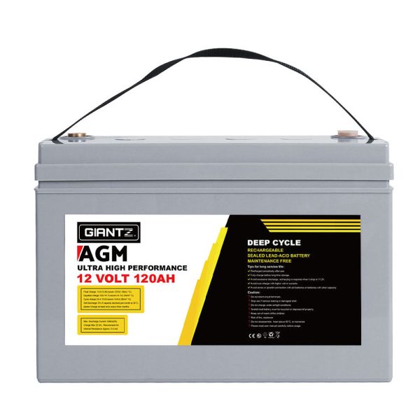 Giantz AGM Deep Cycle Battery 12V 120Ah x2 Box Portable Solar Caravan Camping on Sale