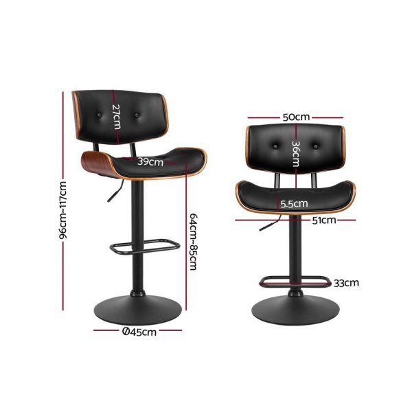 Artiss 4x Bar Stools Gas Lift Leather All Black Online Sale