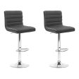 Artiss 2x Bar Stools Padded Leather Gas Lift Grey Online Hot Sale