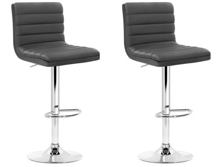 Artiss 2x Bar Stools Padded Leather Gas Lift Grey Online Hot Sale