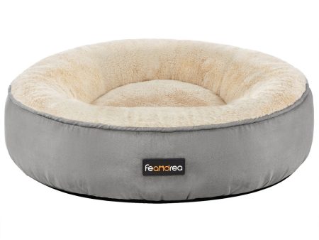 FEANDREA 50cm Dog Sofa Bed Round Shape Fabric Light Grey Sale