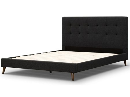 Volga Queen Bed Platform Frame Fabric Upholstered Mattress Base - Charcoal Hot on Sale