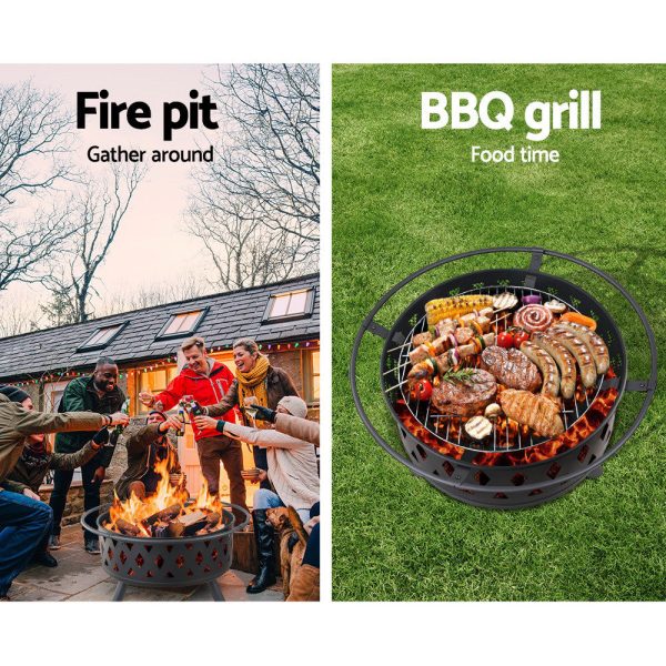 Grillz Fire Pit BBQ Grill 82cm Online