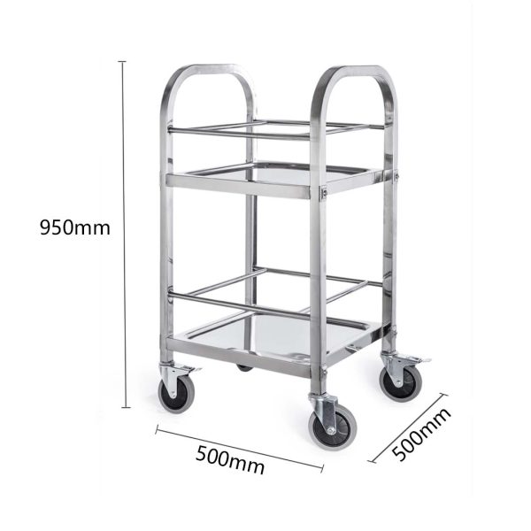 SOGA 2 Tier Stainless Steel Square Tube Drink Wine Food Utility Cart 500x500x950 Online now