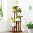 5 Tiers Vertical Bamboo Plant Stand Staged Flower Shelf Rack Outdoor Garden Cheap