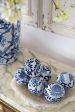 Aline Blue & White Decorator set of 6 balls. Ceramic blue & white decorator balls. This set of spheres adds an adaptable, stylish aesthetic For Sale