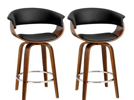 Artiss 2x Bar Stools Swivel PU Seat Wooden For Cheap