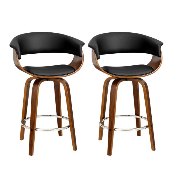 Artiss 2x Bar Stools Swivel PU Seat Wooden For Cheap