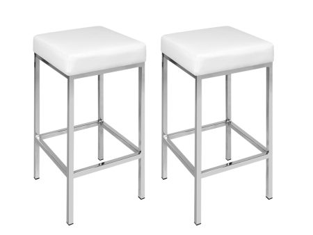 Artiss 2x Bar Stools Leather Padded Metal White Fashion