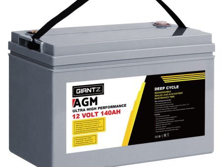 Giantz AGM Deep Cycle Battery 12V 140Ah Box Portable Solar Caravan Camping Online Sale