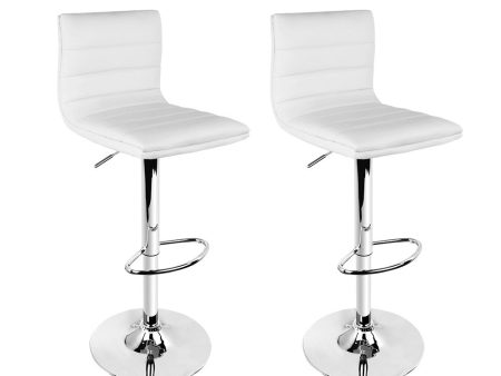 Artiss 2x Bar Stools Padded Leather Gas Lift White Fashion