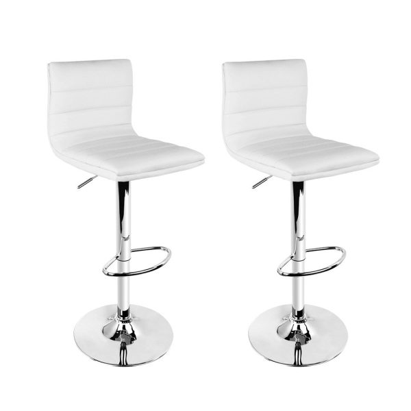 Artiss 2x Bar Stools Padded Leather Gas Lift White Fashion