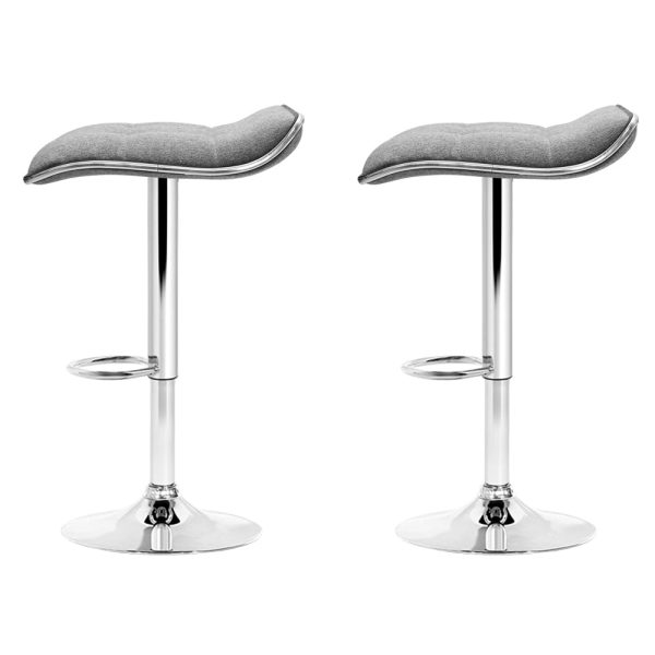 Artiss 2x Bar Stools Linen Padded Gas Lift Online