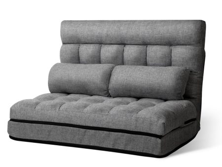 Artiss Lounge Sofa Bed 2-seater Grey Fabric For Discount