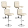 Artiss 4x Bar Stools Leather Gas Lift Beige Online Sale