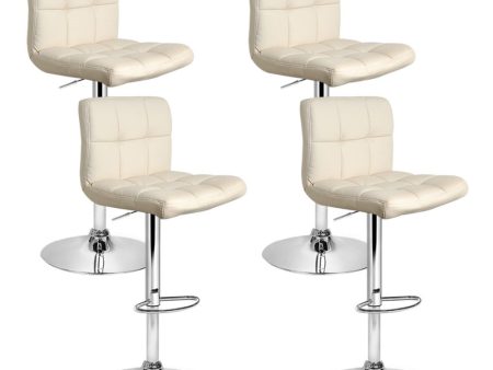 Artiss 4x Bar Stools Leather Gas Lift Beige Online Sale