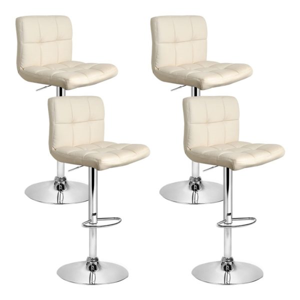 Artiss 4x Bar Stools Leather Gas Lift Beige Online Sale