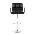 Artiss 4x Bar Stools Leather Gas Lift w Armrest Black on Sale