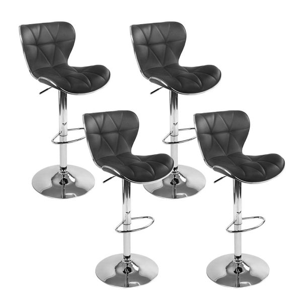 Artiss 4x Bar Stools Gas Lift Leather Seat Black Sale