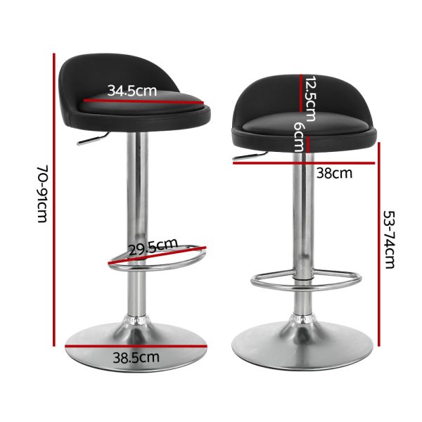 Artiss 2x Bar Stools PU Leather Gas Lift Black Online