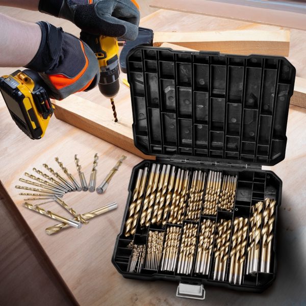 RYNOMATE 230 pcs Drill Bits Set with Black Plastic Case (Gold) Online