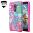 Tmobile REVVL, Alcatel A30 Plus, A30 Fierce, Alcatel Walters Case, [Include Temper Glass Screen Protector] Slim Hybrid Dual Layer [Shockproof] Cover - Teal Flower Fashion