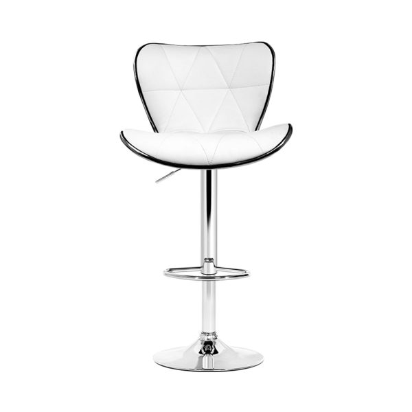 Artiss 4x Bar Stools Gas Lift Leather Seat White For Sale