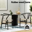 1 Set of 2 Artiss Dining Chairs Wooden Rattan Wishbone Black Supply