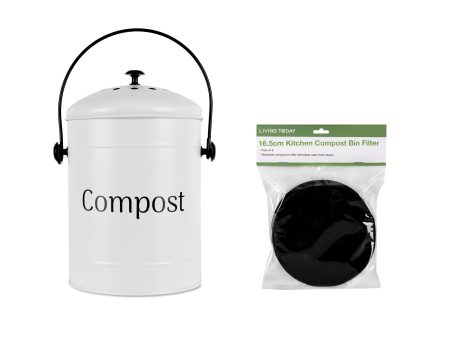 5L Kitchen Bench Compost Bin with 6 Replacment Activated Carbon Filters For Cheap