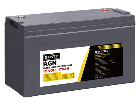 Giantz AGM Deep Cycle Battery 12V 170Ah Box Portable Solar Caravan Camping Supply