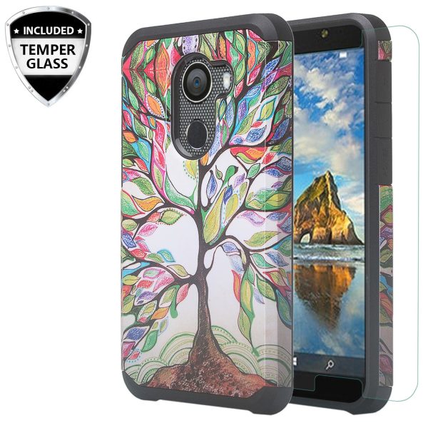 Tmobile REVVL, Alcatel A30 Plus, A30 Fierce, Alcatel Walters Case,  [Include Temper Glass Screen Protector] Slim Hybrid Dual Layer [Shockproof] Cover - Vibrant Tree Discount