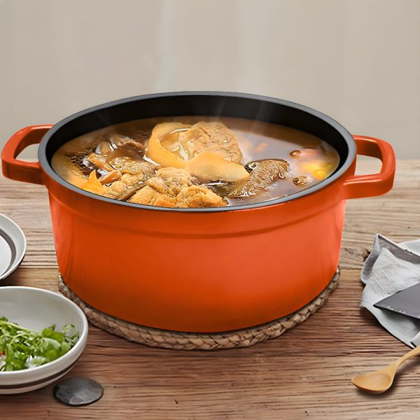 SOGA Cast Iron Enamel Porcelain Stewpot Casserole Stew Cooking Pot With Lid 3.6L Orange 24cm Sale