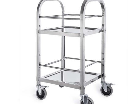 SOGA 2 Tier Stainless Steel Square Tube Drink Wine Food Utility Cart 500x500x950 Online now