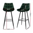 Artiss 4x Bar Stools Velvet Chairs Green Sale