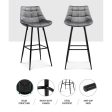 Artiss 2x Bar Stools Velvet Chairs Grey For Cheap