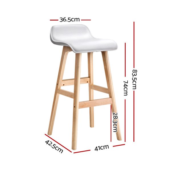 Artiss 2x Bar Stools Wooden Stool White For Discount