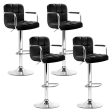 Artiss 4x Bar Stools Leather Gas Lift w Armrest Black on Sale