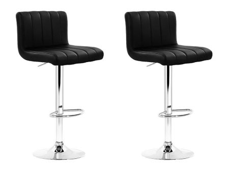 Artiss 2x Bar Stools Gas Lift Leather Chairs Black on Sale