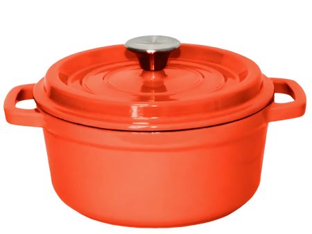 SOGA Cast Iron Enamel Porcelain Stewpot Casserole Stew Cooking Pot With Lid 5L Orange 26cm For Sale