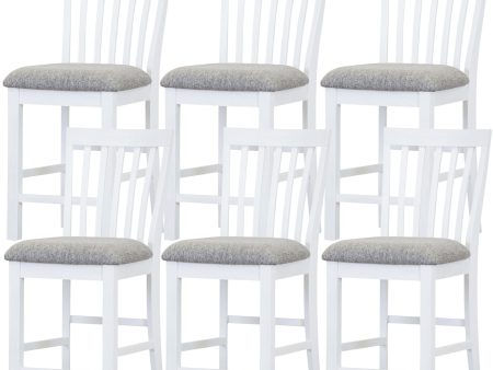 Laelia Tall Bar Chair Stool Set of 6 Solid Acacia Wood Coastal Furniture - White on Sale