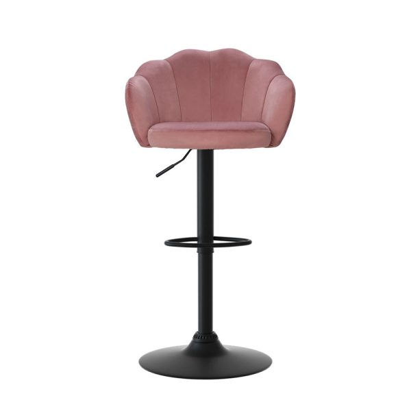 Artiss 4x Bar Stools Gas Lift Velvet Pink For Cheap